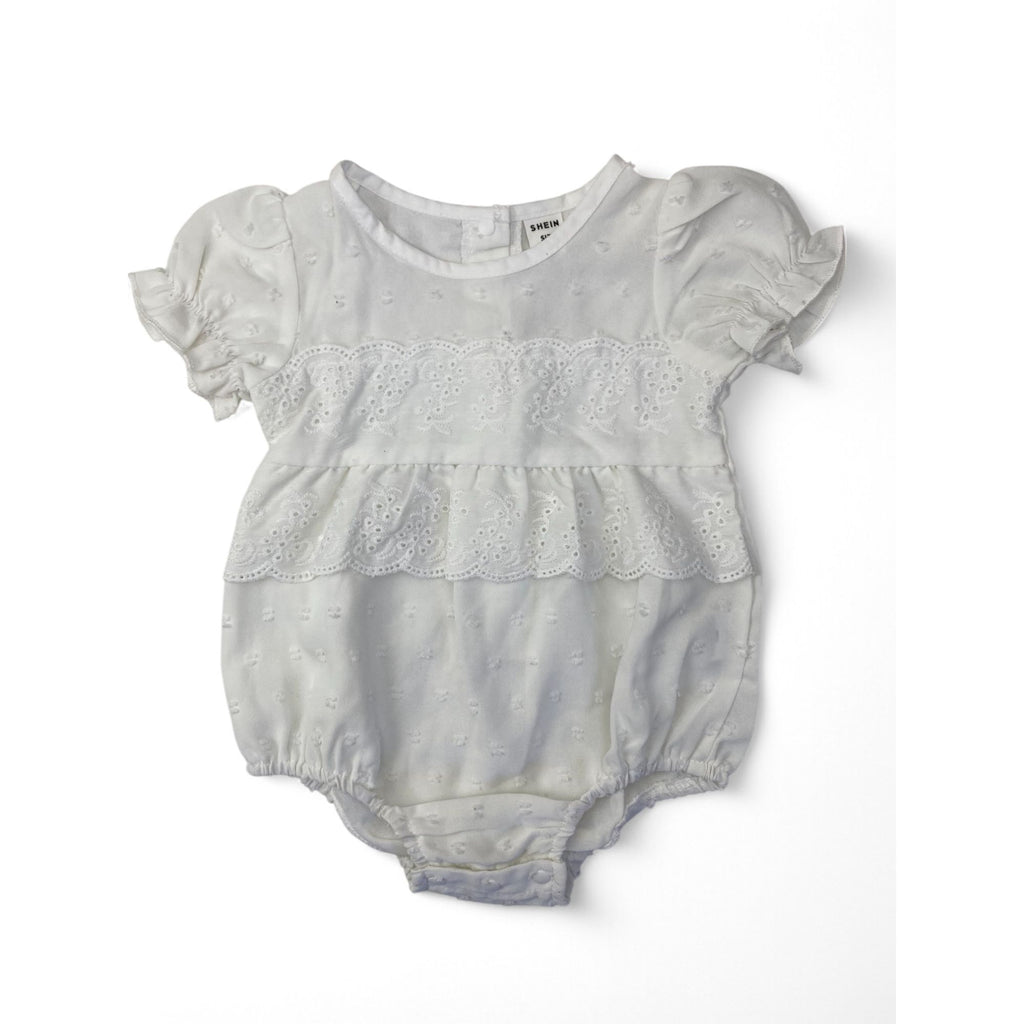 3-6M Cream Eyelet Pindot Romper - Shein
