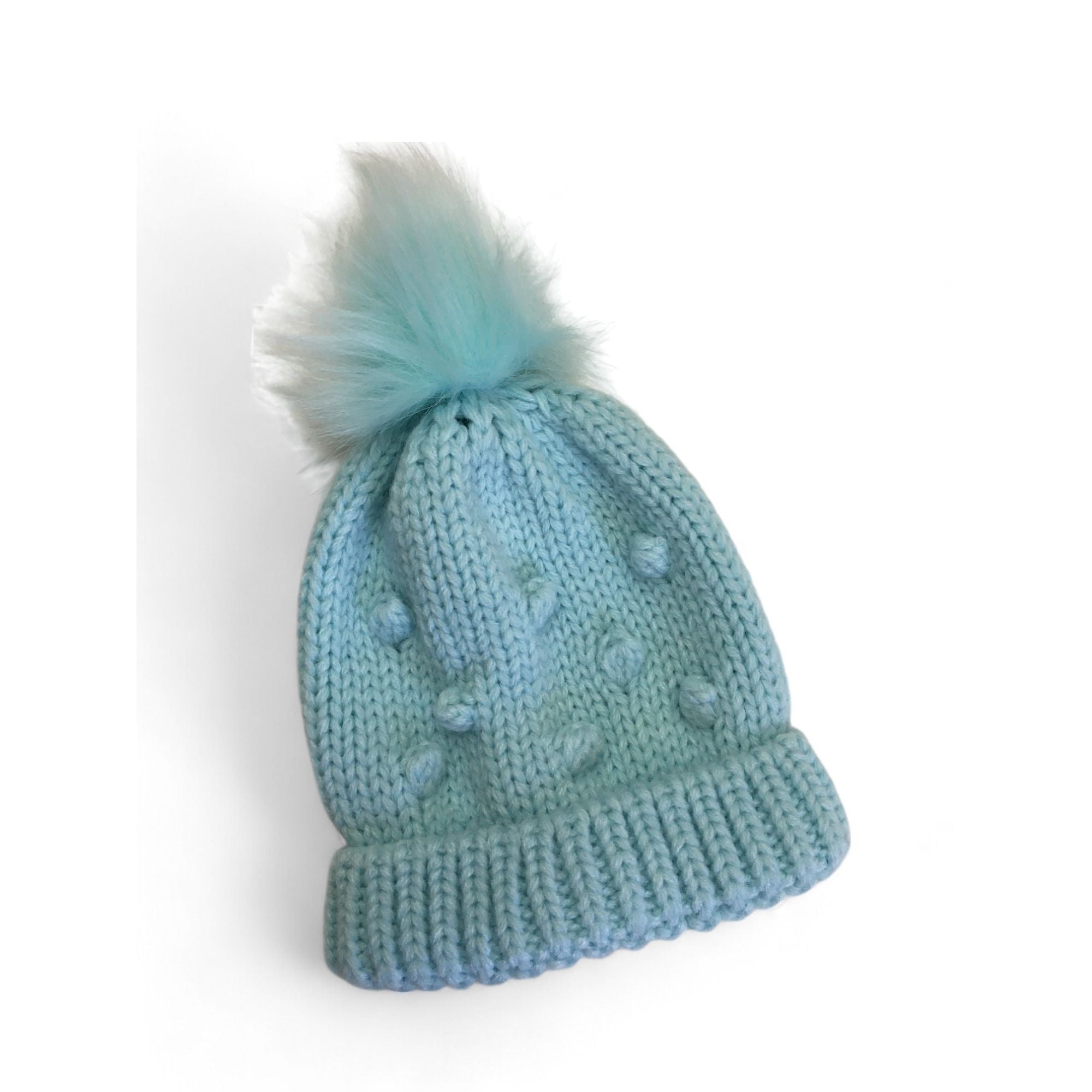 6-12M Blue Knit Pompom Beanie - Ackermans
