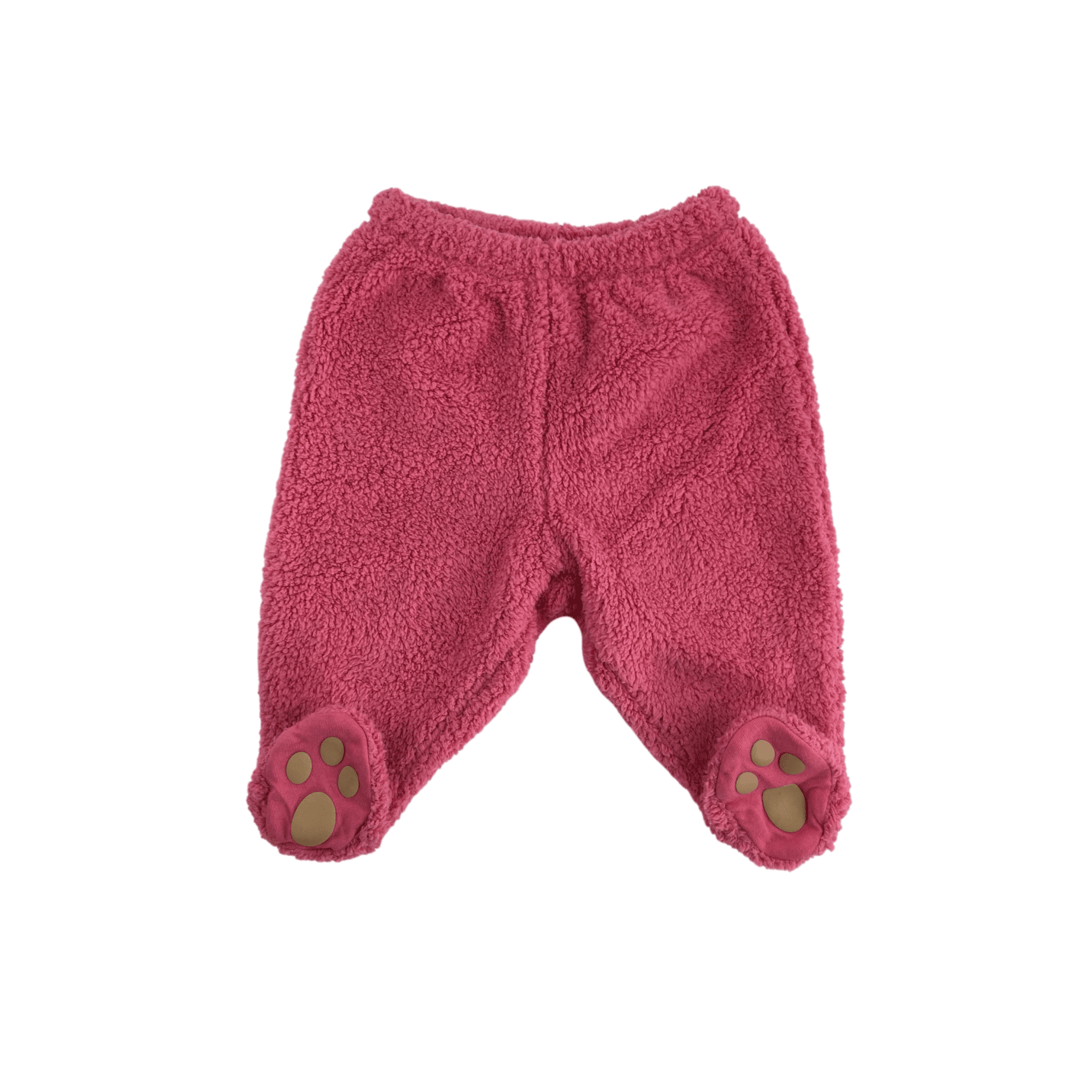 0-3M Cerise Pink Teddy Lined Fleece Footed Leggings - Gap