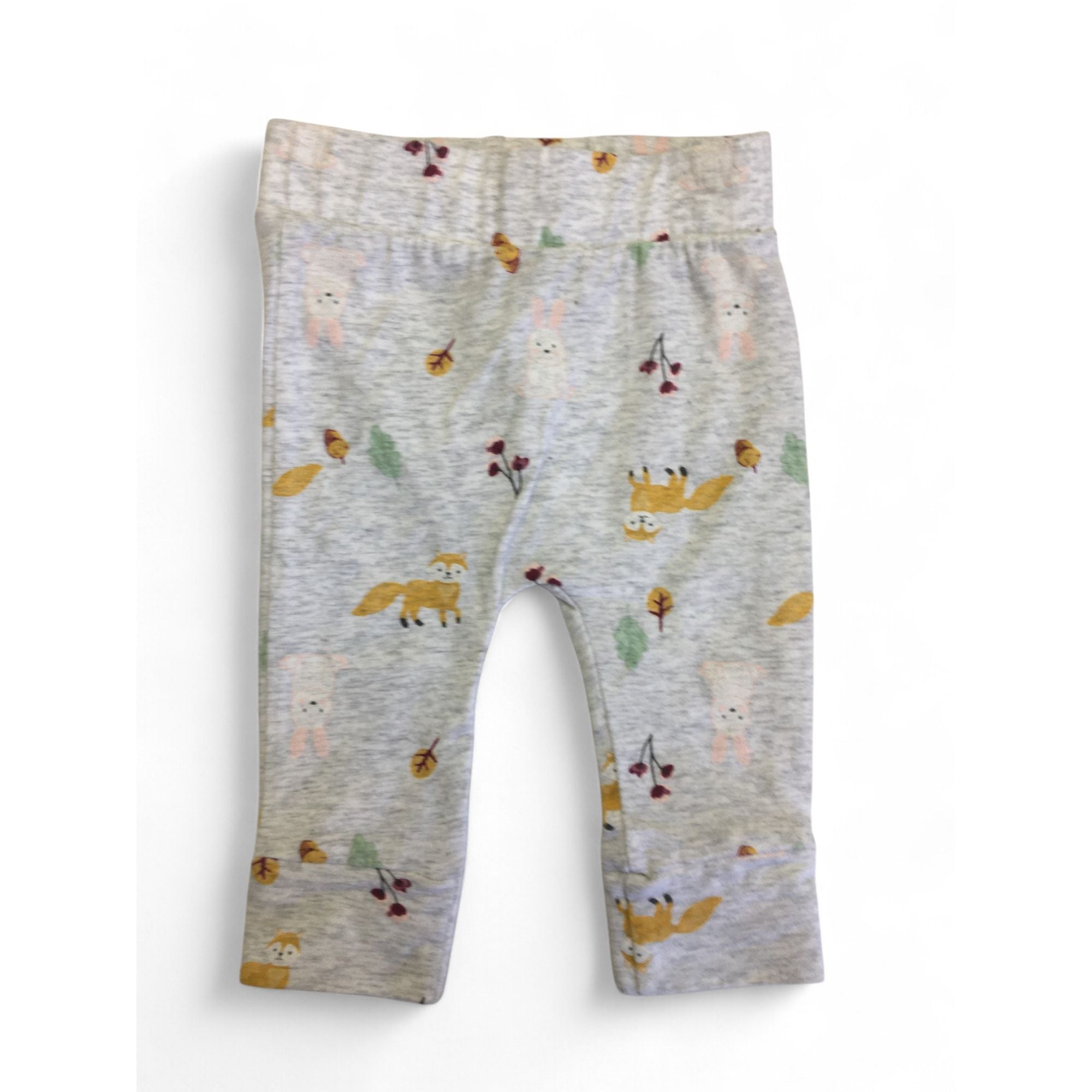 1-3M Grey Woodland Animal Cuffed Leggings - Woolworths