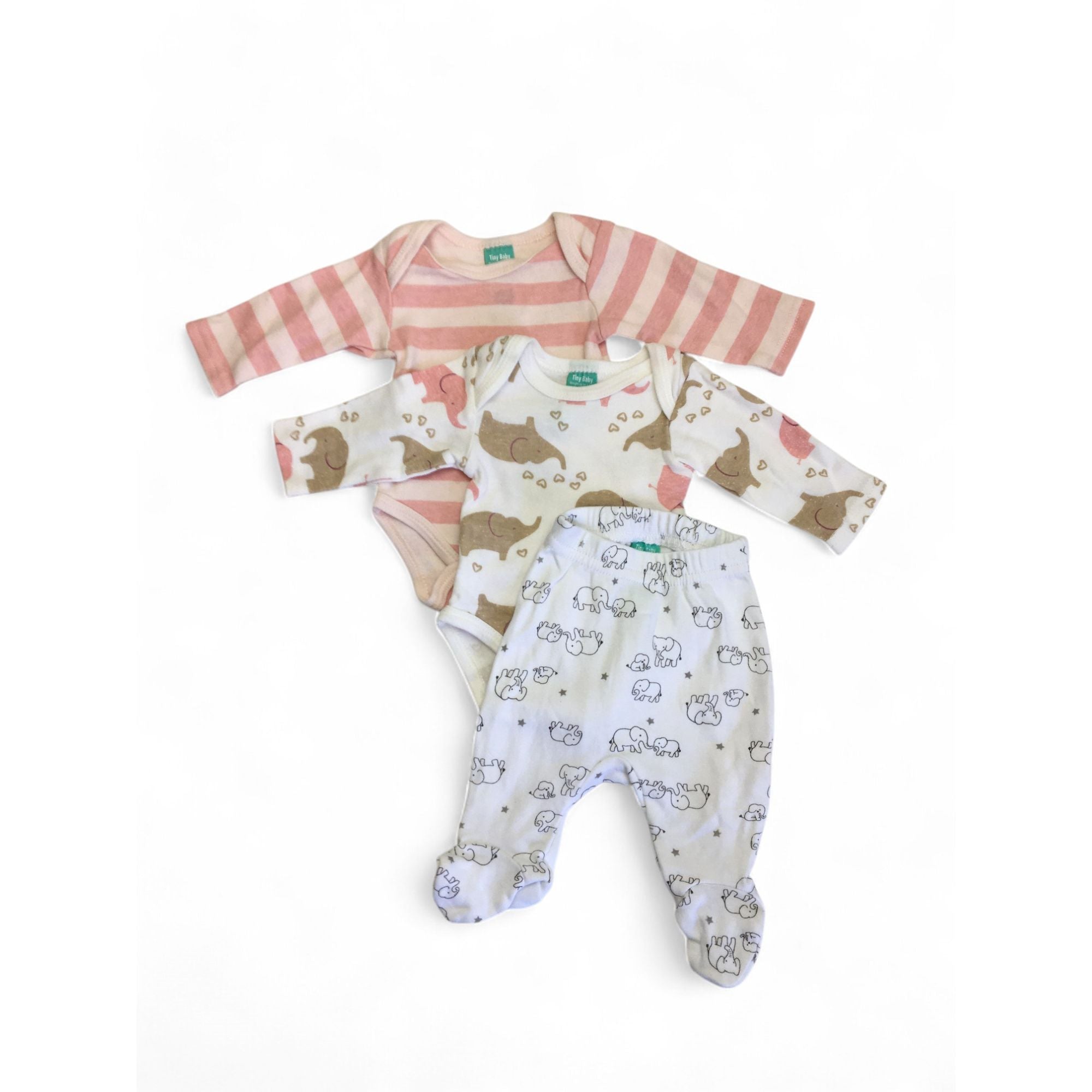 Prem - Pink & White Elephant Stripe Bodysuits & Leggings - Ackermans