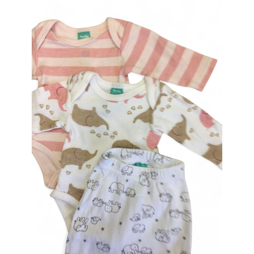 Prem - Pink & White Elephant Stripe Bodysuits & Leggings - Ackermans