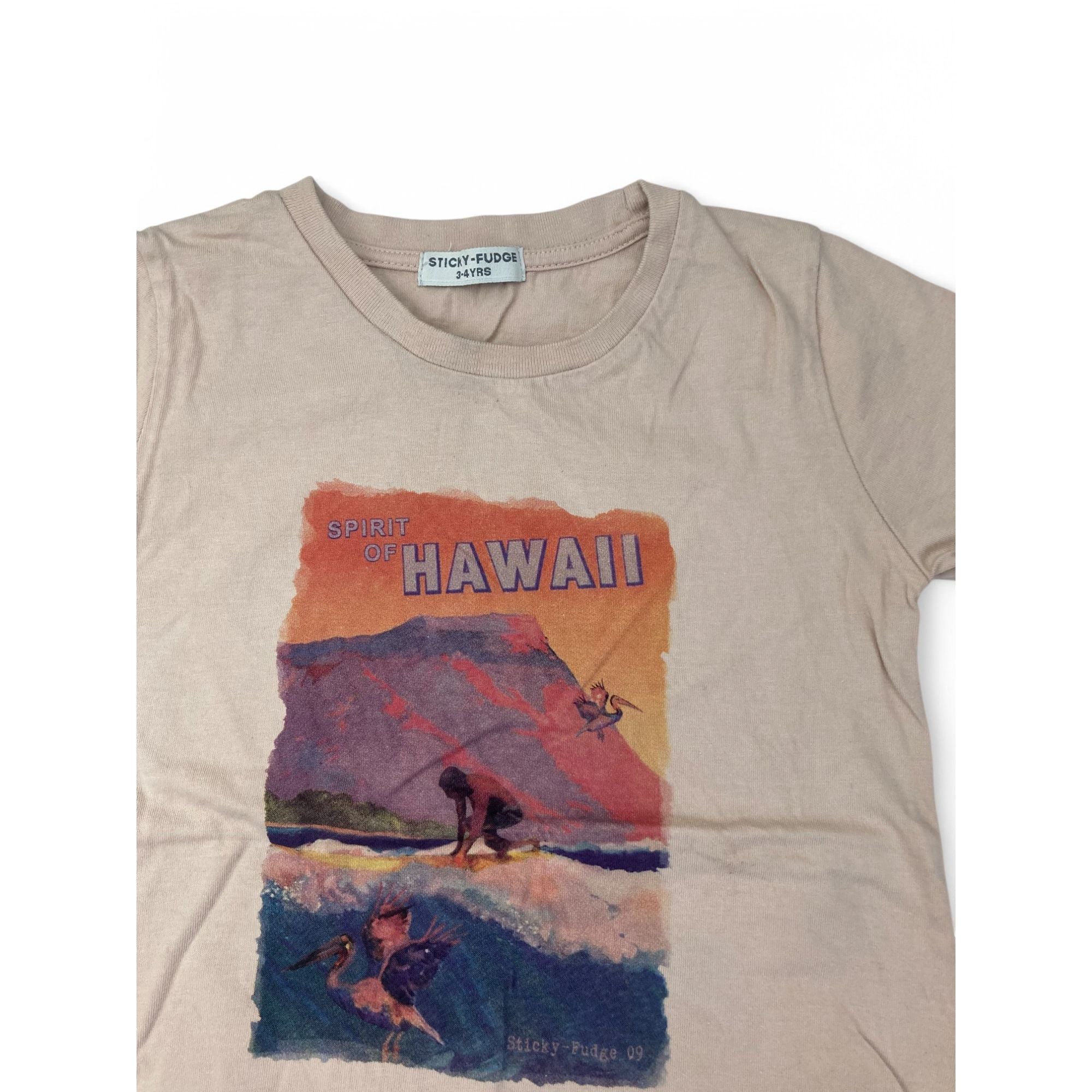 3-4Y Beige Hawaii T Shirt - Sticky Fudge