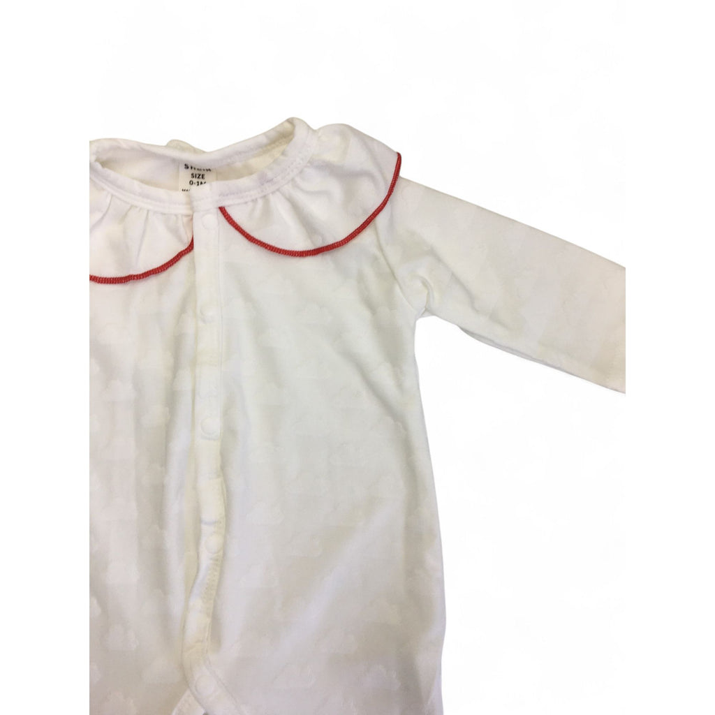 0-1M White Lightweight Collared Cloudy Snap Onesie - Shein