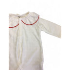 0-1M White Lightweight Collared Cloudy Snap Onesie - Shein