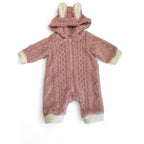 1-3M Dusty Pink Fleece Hooded Zip Onesie - Shein