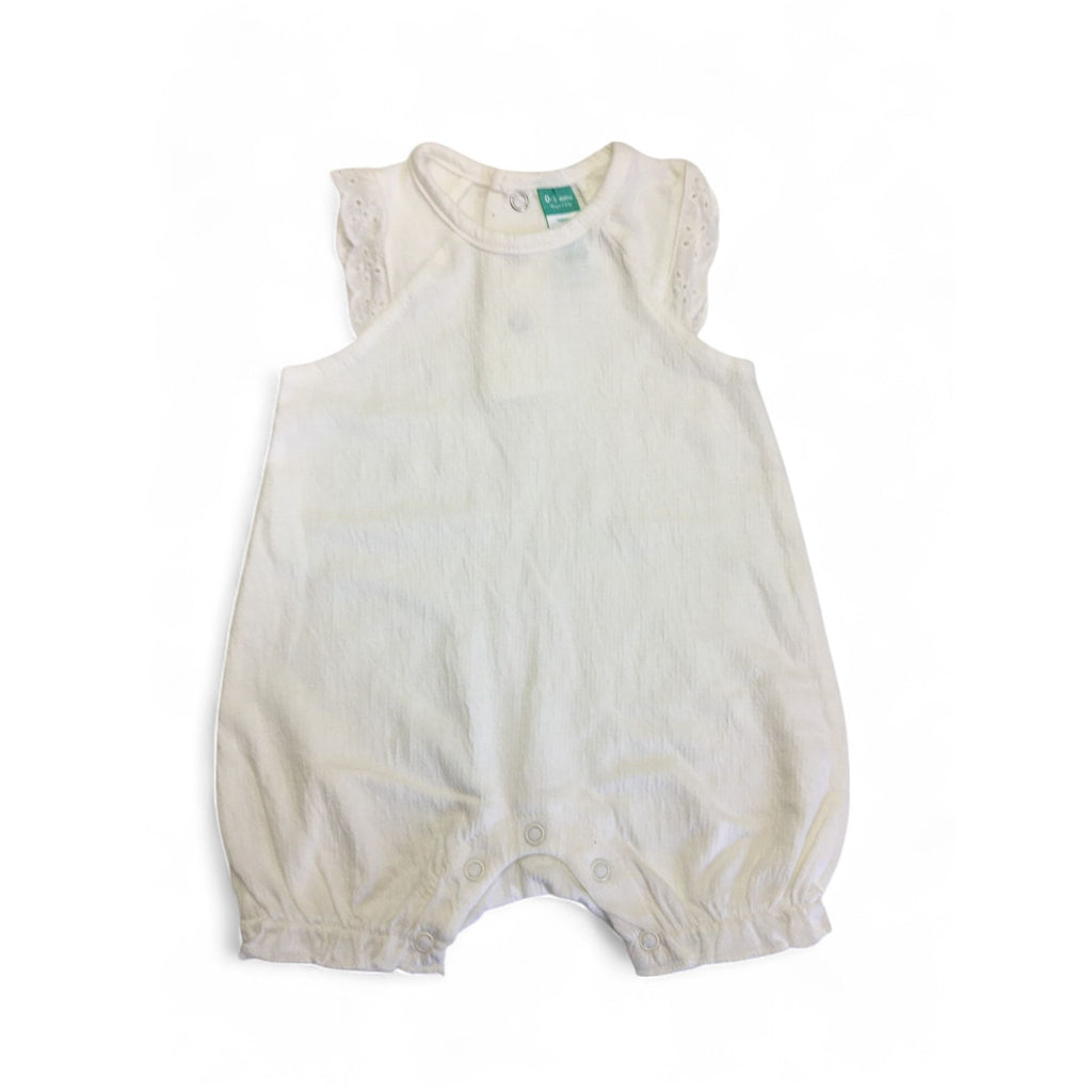 0-3M Cream Soft Eyelet Detail Romper - Ackermans