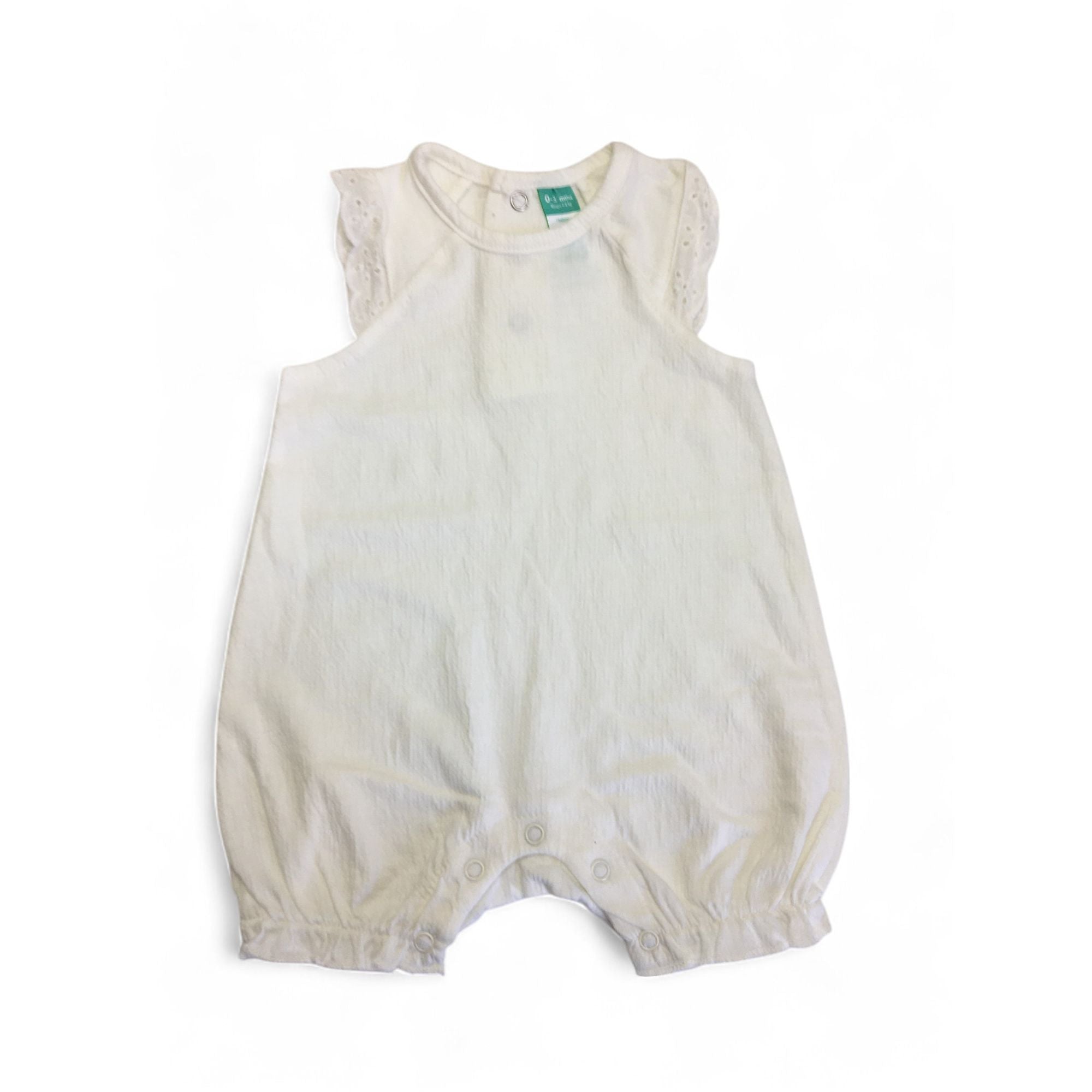 0-3M Cream Soft Eyelet Detail Romper - Ackermans