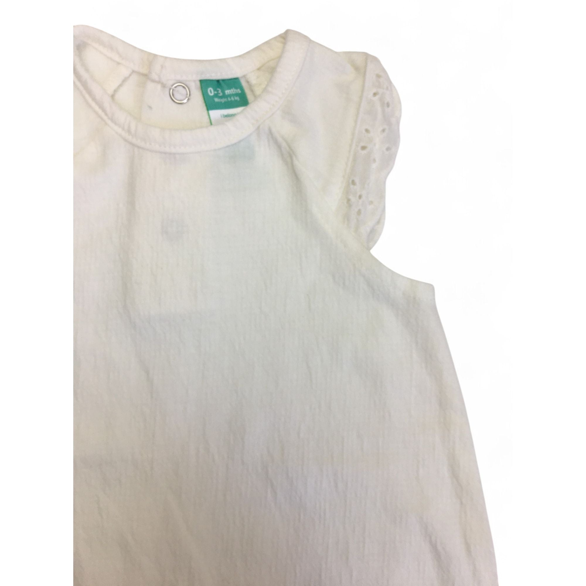 0-3M Cream Soft Eyelet Detail Romper - Ackermans