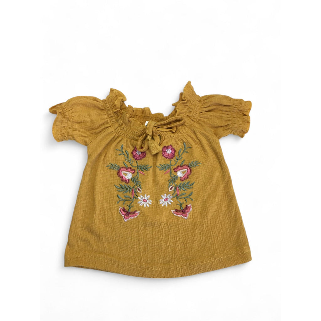 3-6M Mustard Embroidered Peasant Blouse - Ackermans