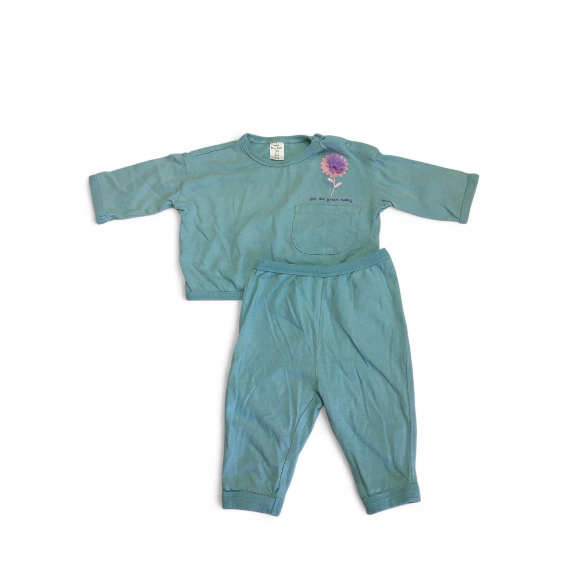 0-3M Aqau Long Sleeve Top & Leggings - Tiny Tots