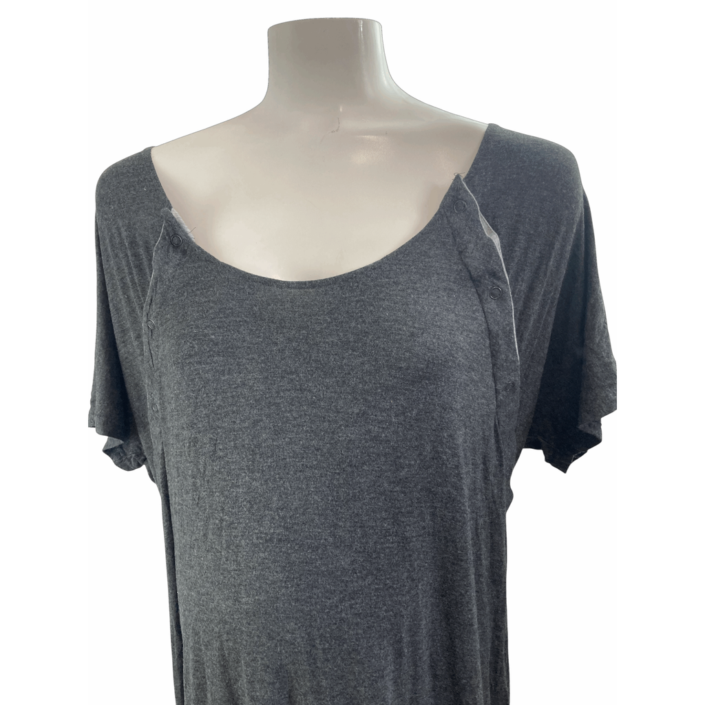 One Size - Dark Grey Viscose Maternity & Nursing Labour Gown - Frida