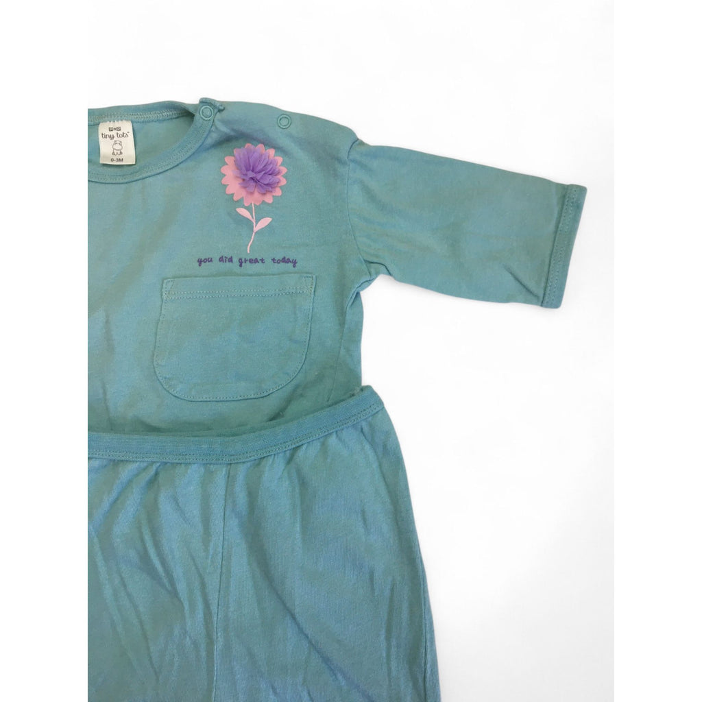 0-3M Aqau Long Sleeve Top & Leggings - Tiny Tots