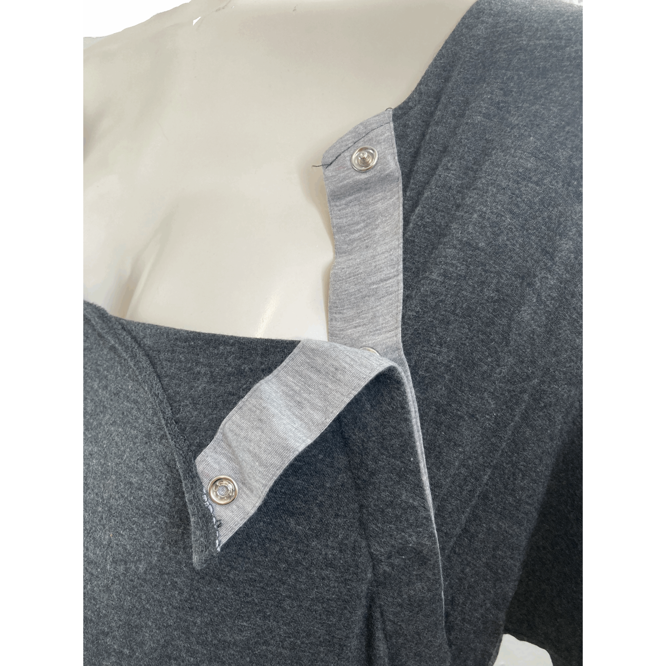 One Size - Dark Grey Viscose Maternity & Nursing Labour Gown - Frida