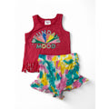 3-6M Cerise Pink Fringe Top & Tie Dye Shorts - Cuddlesome