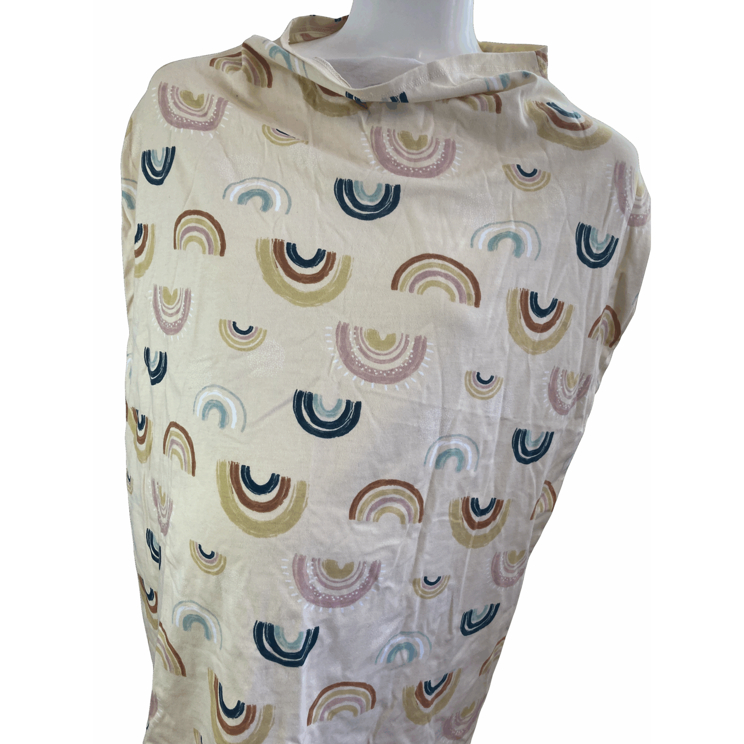 One Size - Beige Pastel Rainbow Nursing & Car Seat Cover - Ree