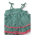 0-3M Green & White Stripe Tiered Strappy Tunic - Clicks