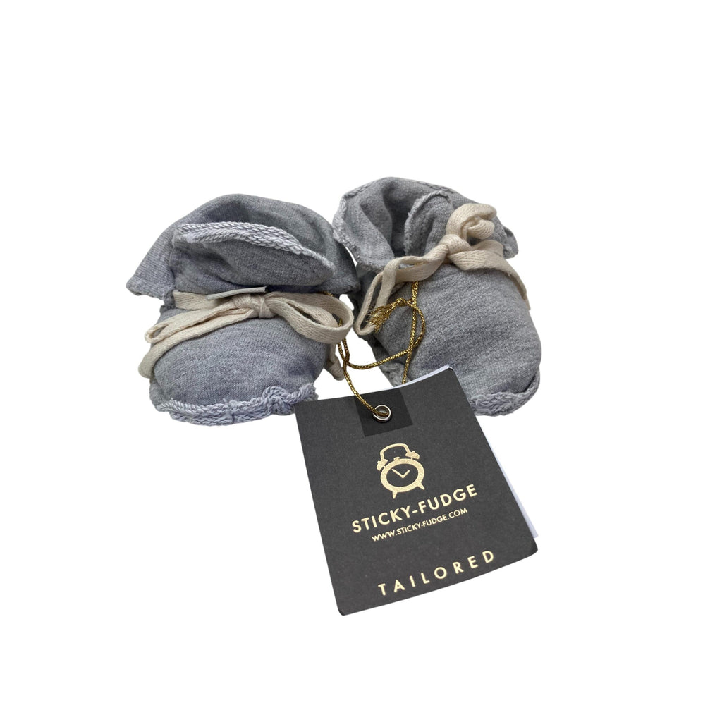 NB Grey Melange Fabric Booties - Sticky Fudge