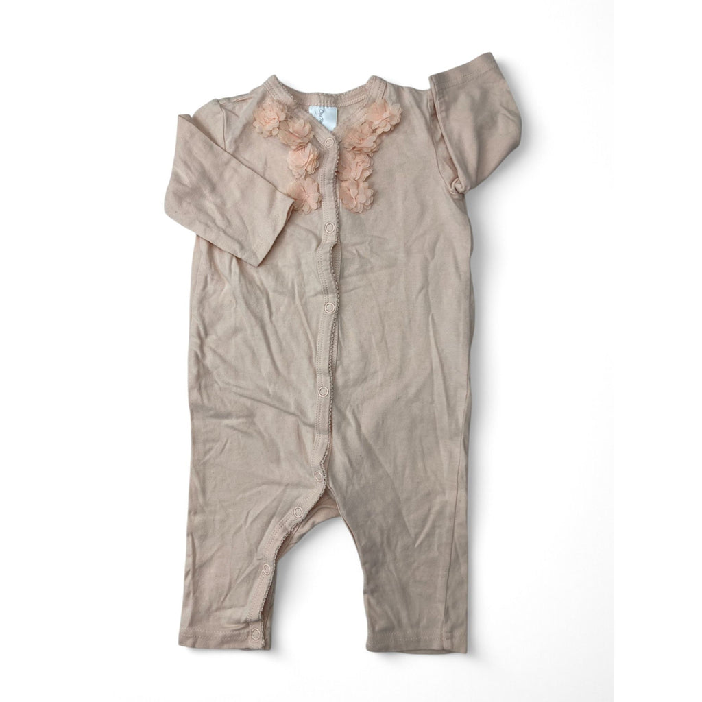 0-3M Peach Applique Snap Onesie - OneTwoThree