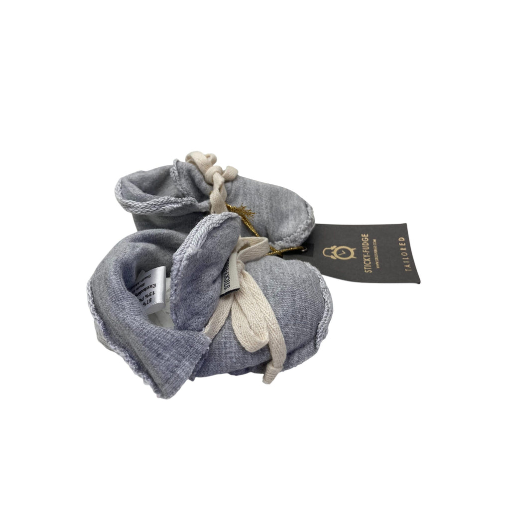 NB Grey Melange Fabric Booties - Sticky Fudge
