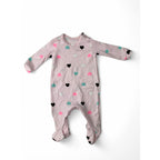 1-3M Pink Heart Footed Onesie - Woolworths