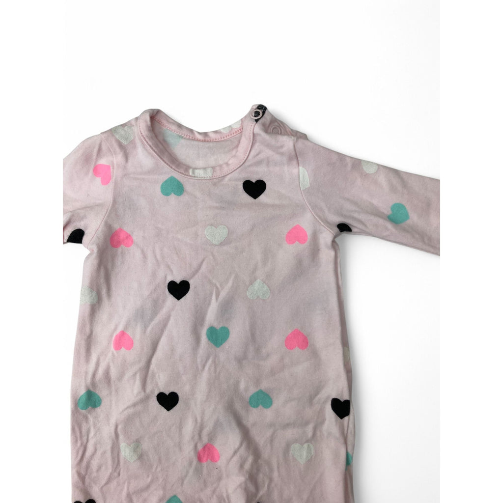 1-3M Pink Heart Footed Onesie - Woolworths