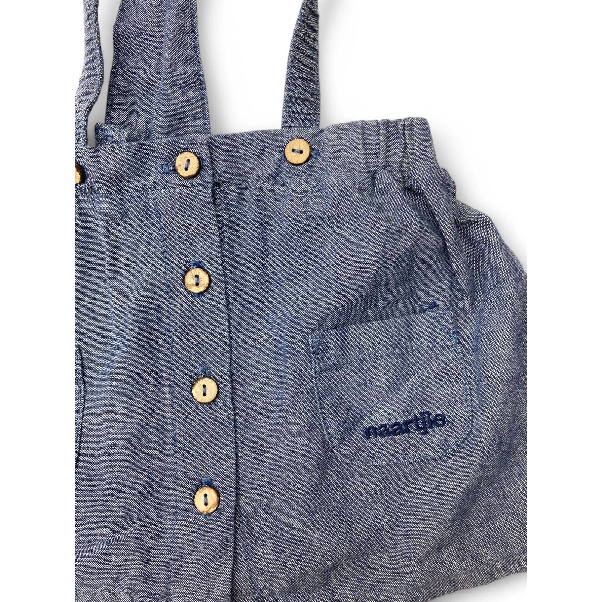 3-6M Blue Chambray Suspender Skirt - Naartjie