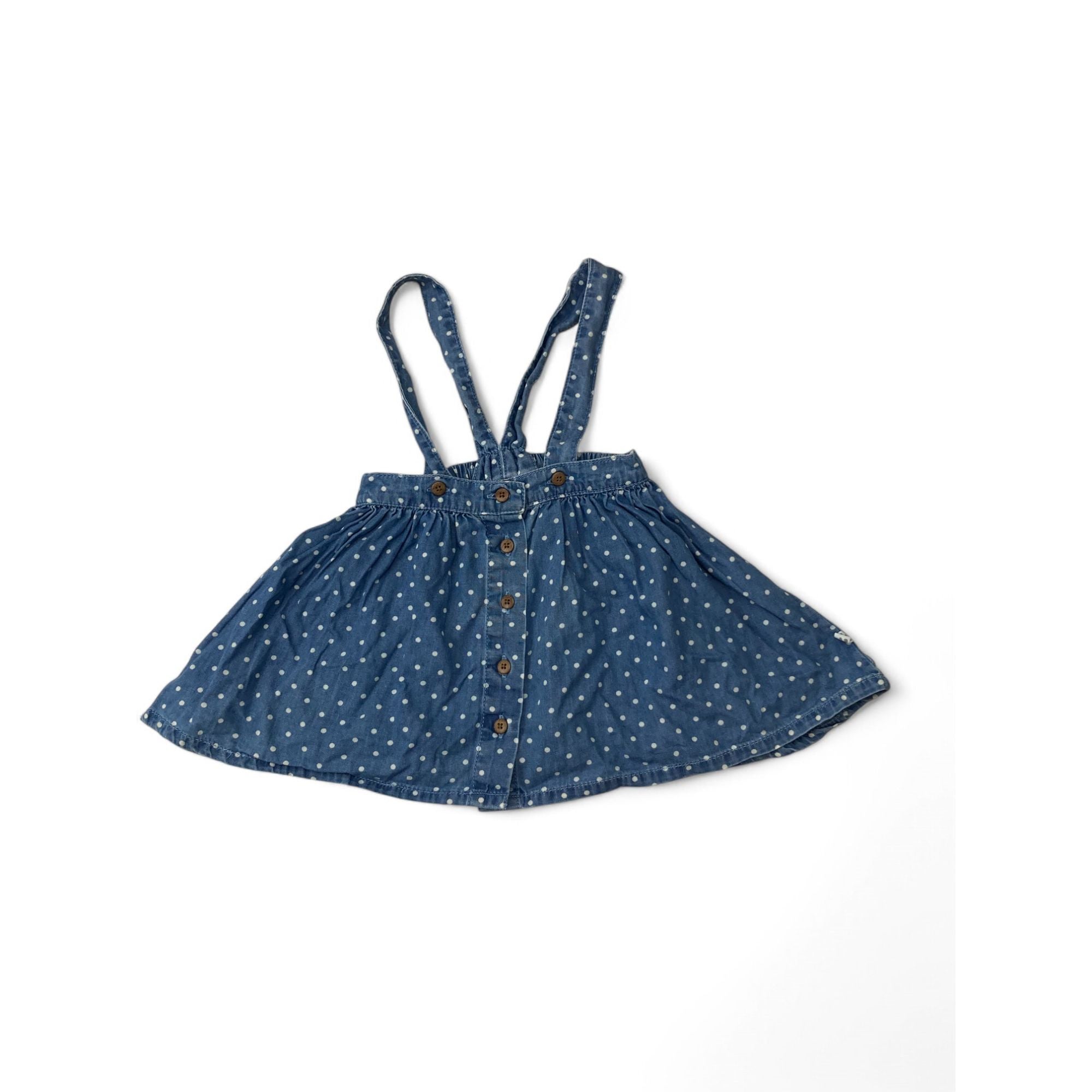 6-12M Light Blue Dotted Suspender Denim Skirt - Woolworths