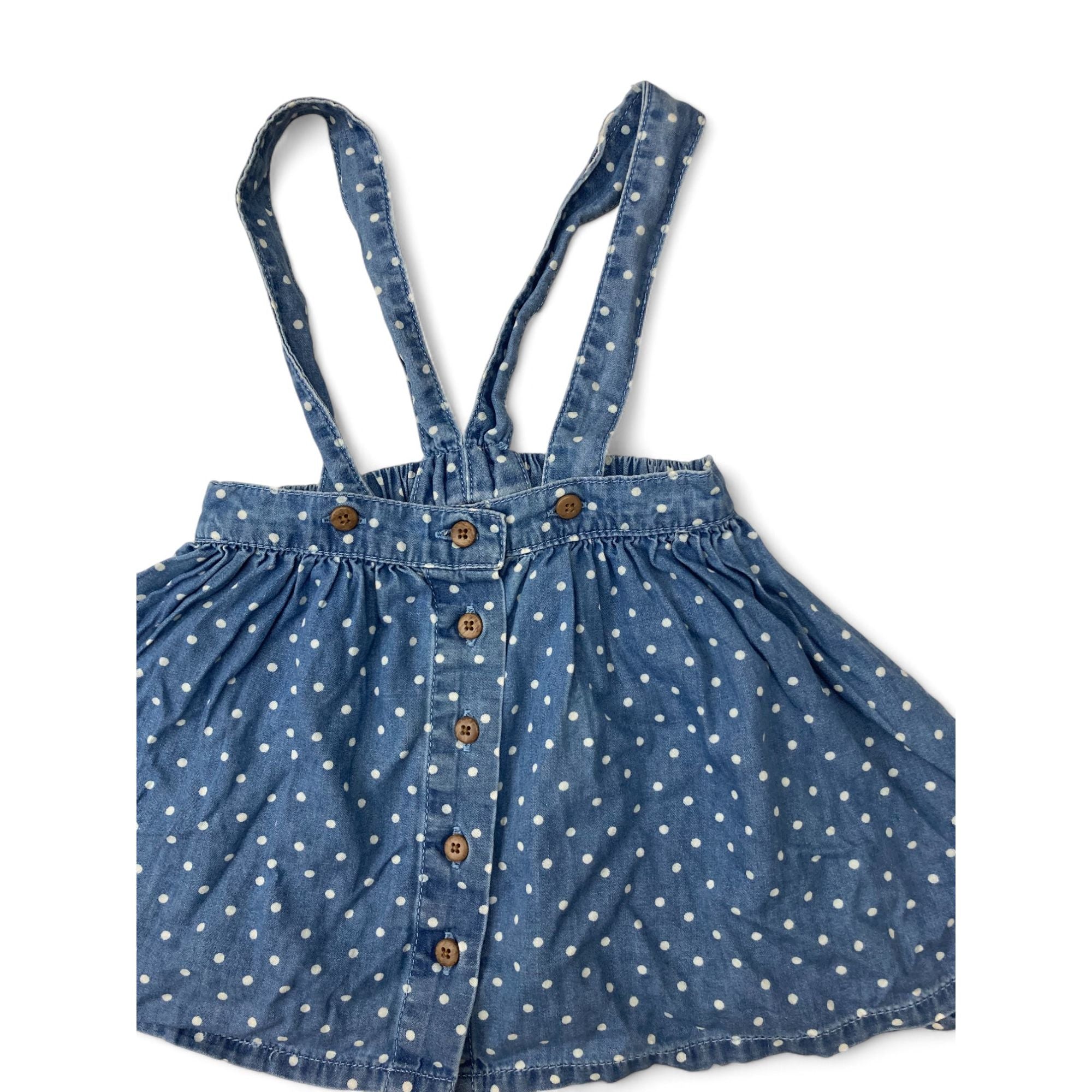 6-12M Light Blue Dotted Suspender Denim Skirt - Woolworths