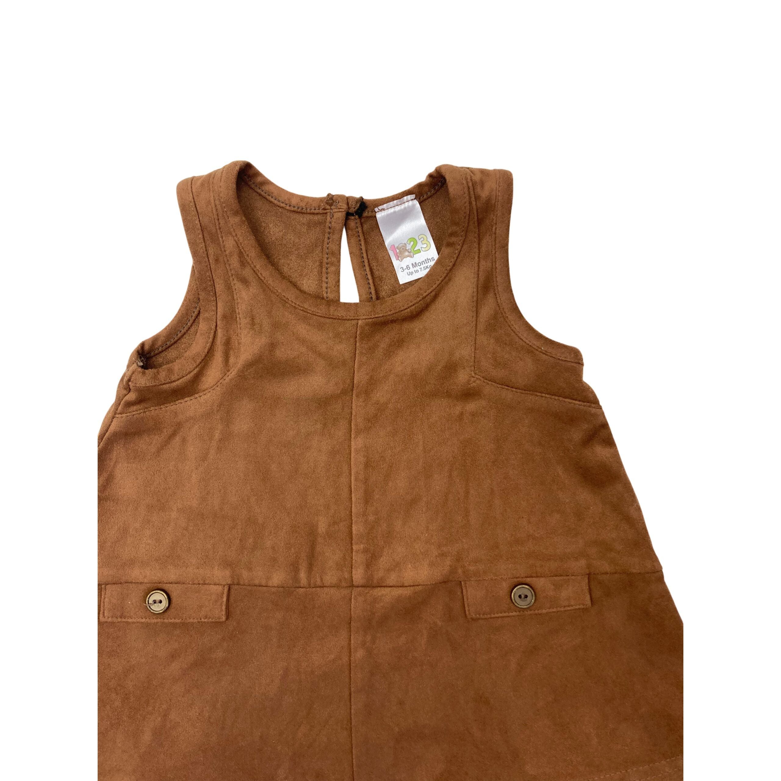 3-6M Brown Mock Suede Tunic Dress - 123
