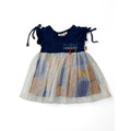 3-6M Navy Blue & White Tulle Shweshwe Dress - Art de Afrique