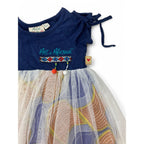 3-6M Navy Blue & White Tulle Shweshwe Dress - Art de Afrique