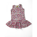 6-12M White & Pink Floral Drop Waist Sleeveless Dress - Babe