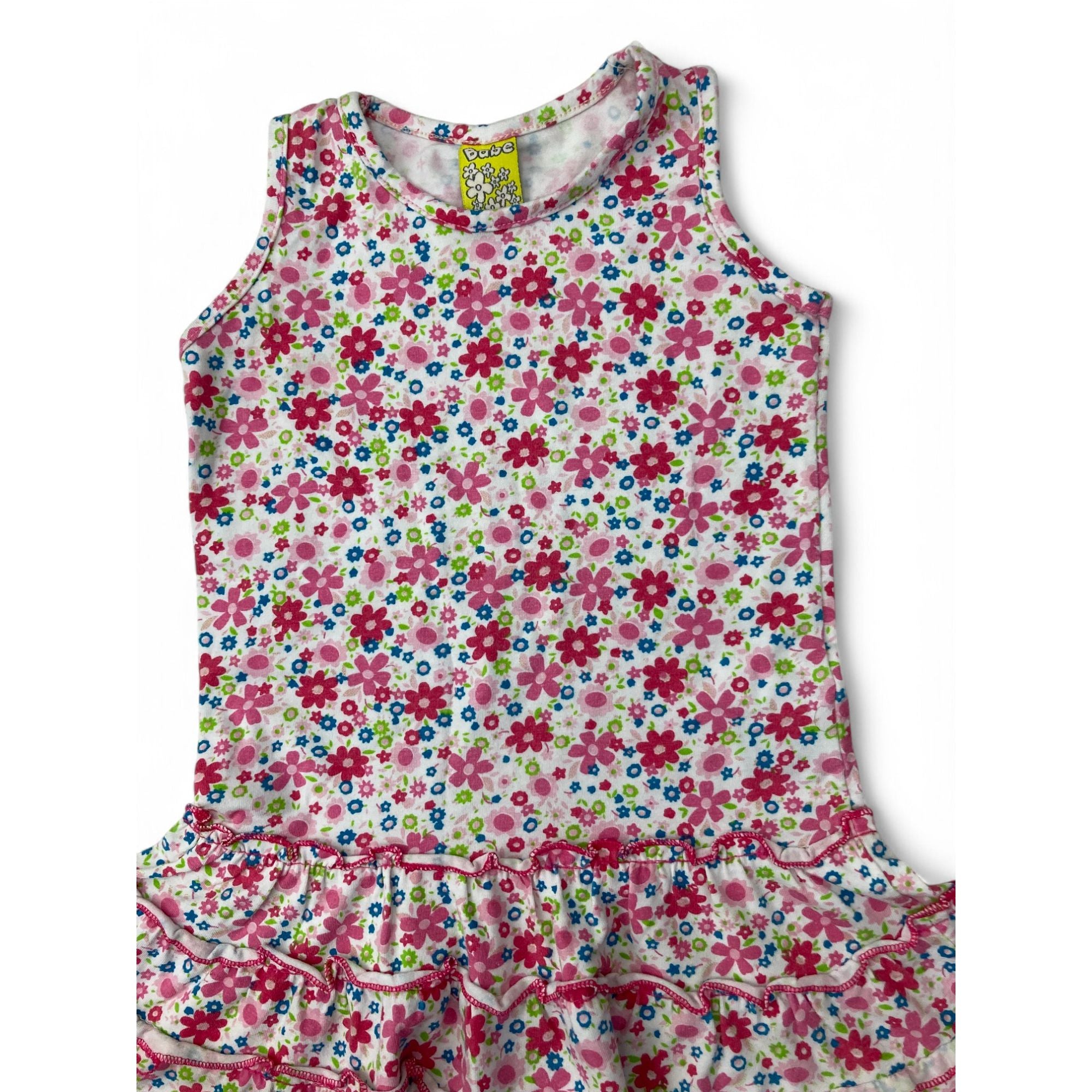6-12M White & Pink Floral Drop Waist Sleeveless Dress - Babe
