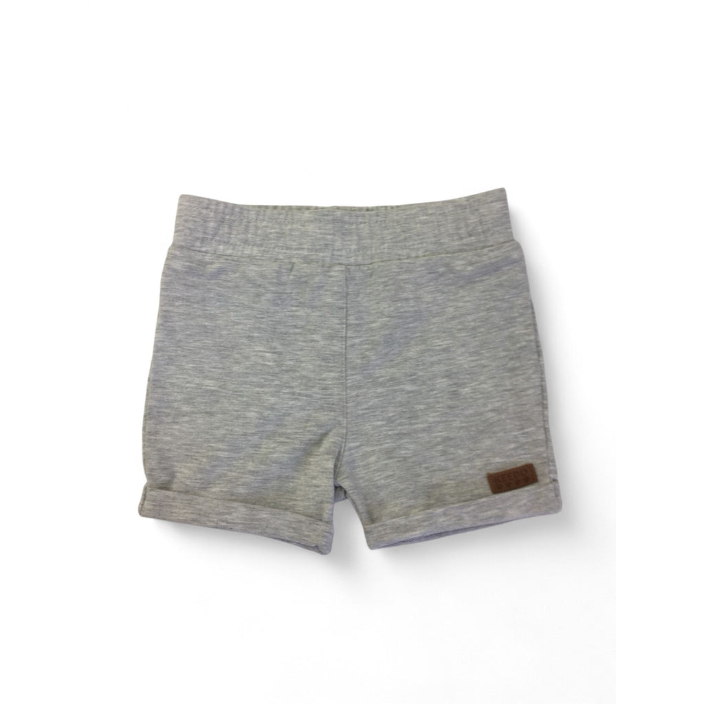 0-3M Grey Melange Cotton Shorts - Keedo