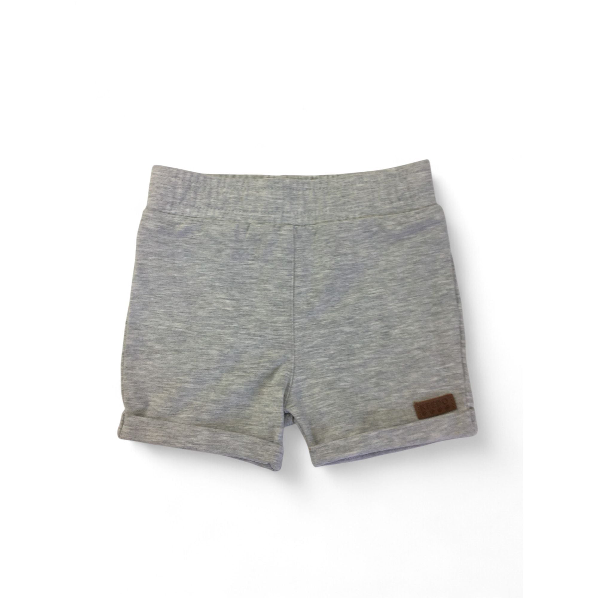 0-3M Grey Melange Cotton Shorts - Keedo