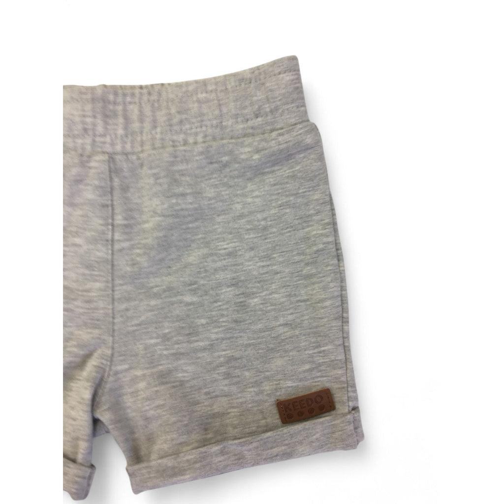 0-3M Grey Melange Cotton Shorts - Keedo