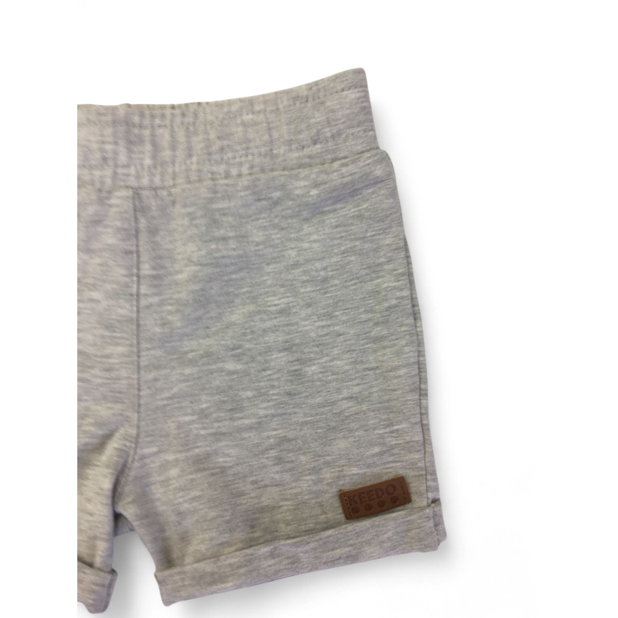 0-3M Grey Melange Cotton Shorts - Keedo