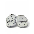 0-3M White & Grey Leather Velcro Slippers - Shooshoos