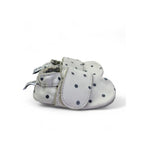 0-3M White & Grey Leather Velcro Slippers - Shooshoos