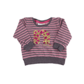 3-6M Pink & Brown Striped Sequinned Logo Knit Top - Naartjie