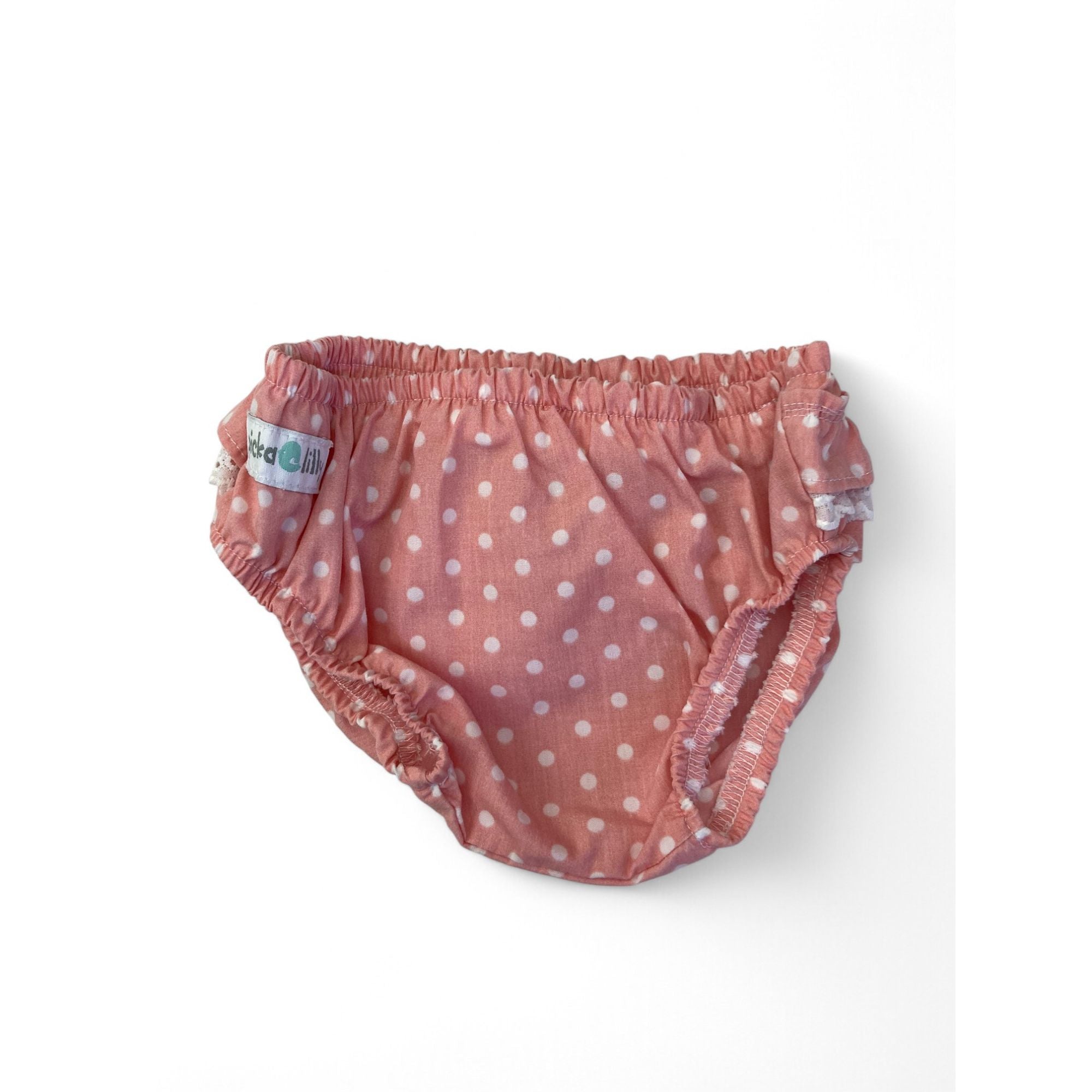 0-3M Pink & White Dotted Frill Back Bloomer - Pickalilly