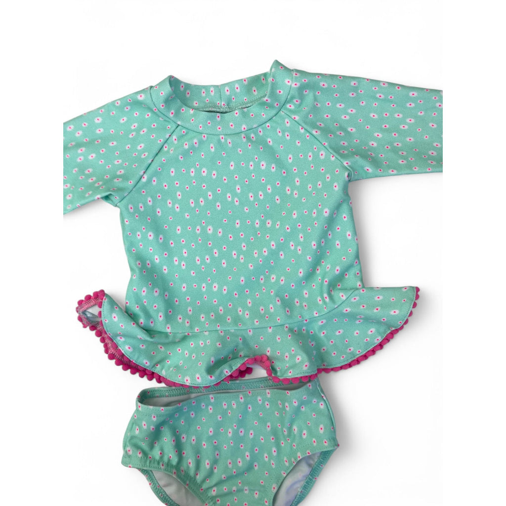 1-3M Green & Pink Detail Peplum Swimsuit & Bottoms Set - Woolworths