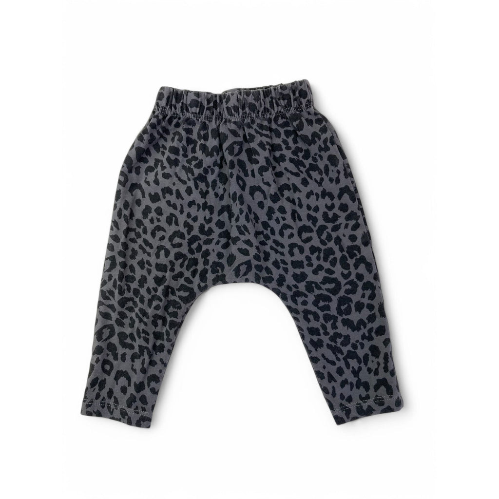 0-3M Grey & Black Leopard Harem Leggings - Cotton On
