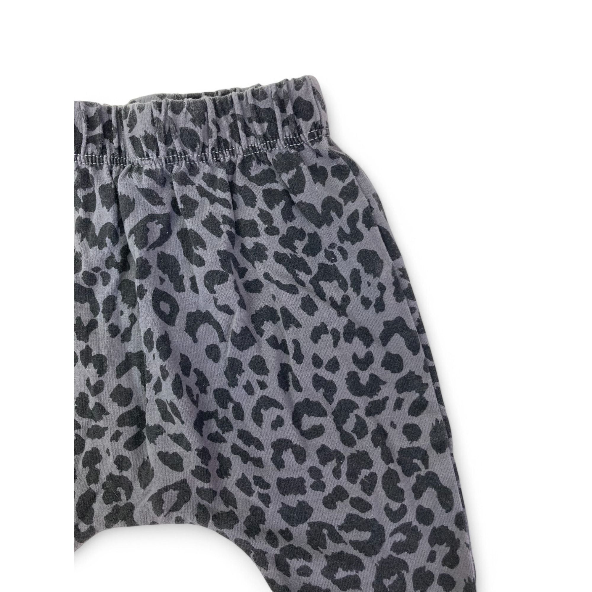 0-3M Grey & Black Leopard Harem Leggings - Cotton On