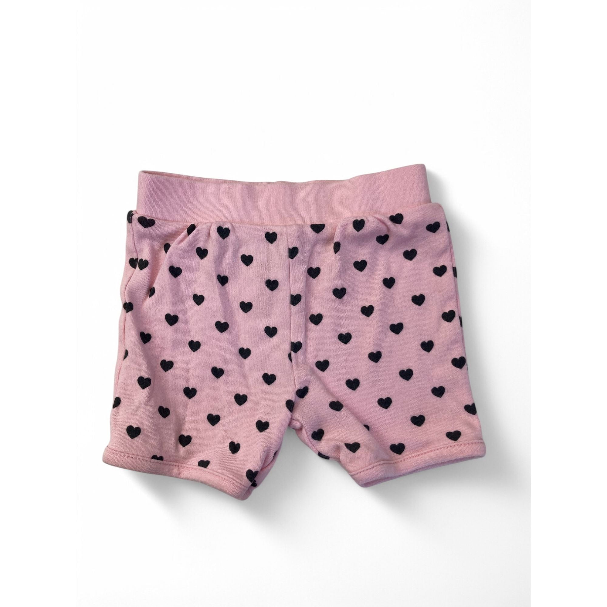 3-6M Light Pink & Black Heart Cotton Shorts - Early Days