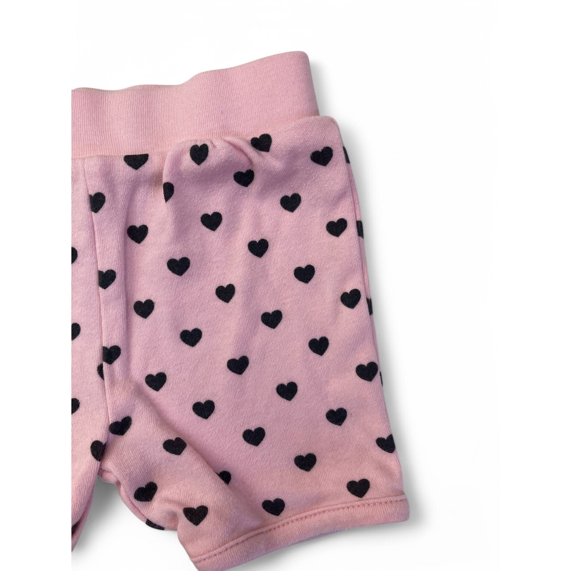3-6M Light Pink & Black Heart Cotton Shorts - Early Days