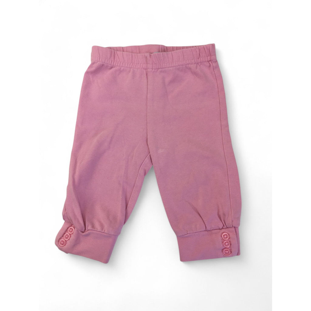 3-6M Pink Cuffed Button Detail Leggings - Monsoon