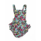4Y Blue & Pink Rose Pinafore Romper