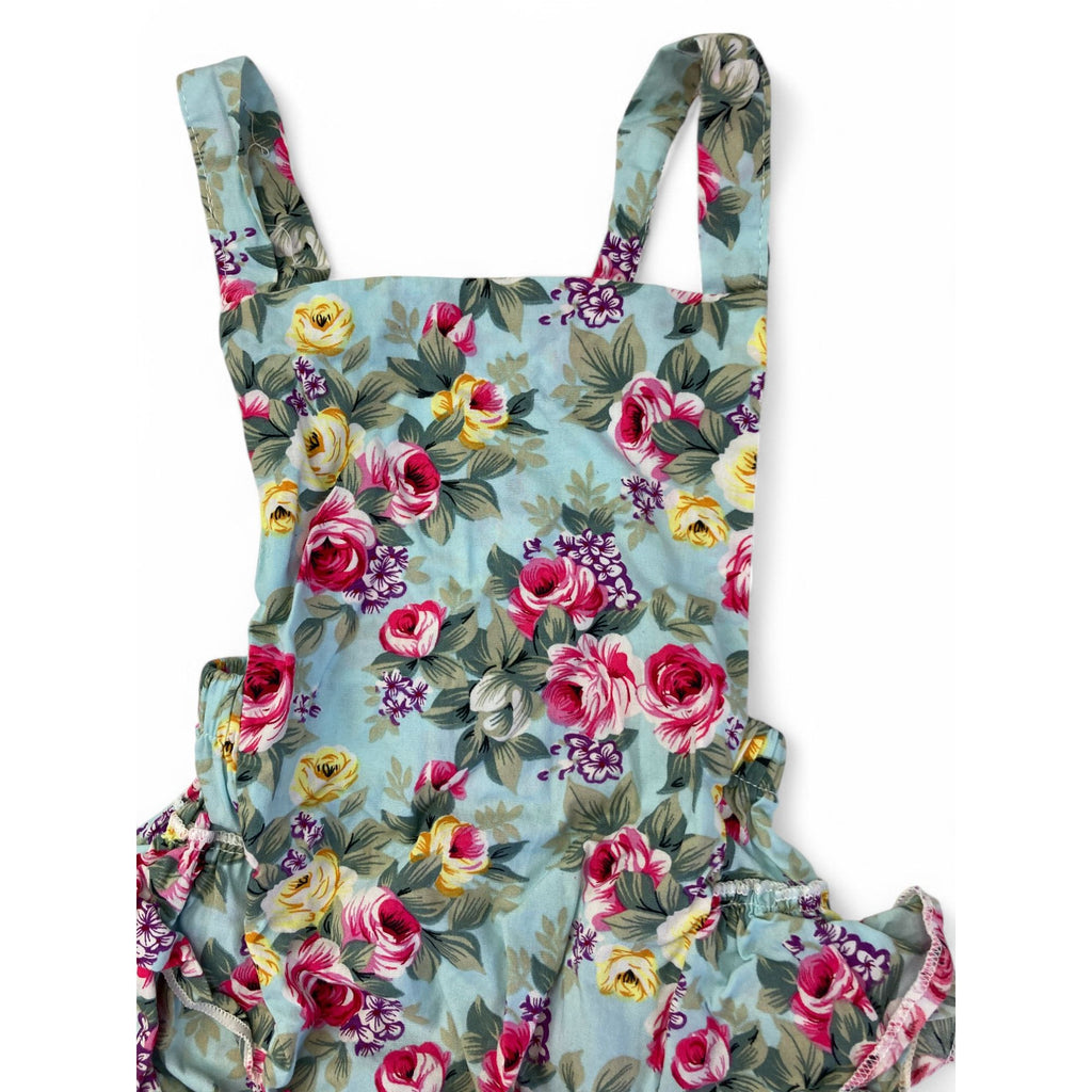 4Y Blue & Pink Rose Pinafore Romper